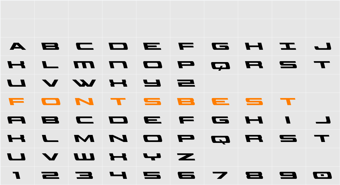 Classic Cobra Leftalic Character Map