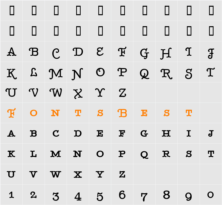 BetterTypeRiteSpec Character Map
