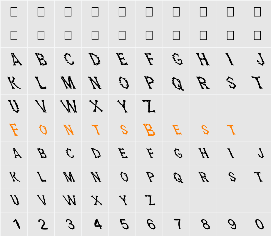 FZ UNIQUE 5 MANGLED LEFTY Character Map