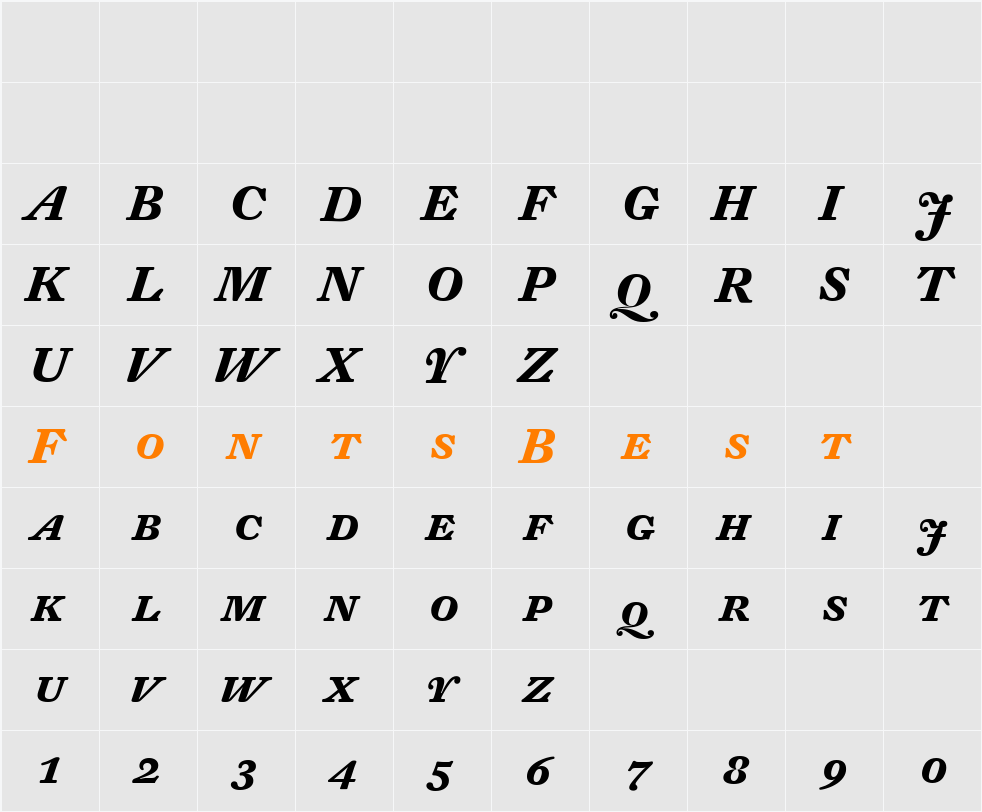 DTL Fleischmann Character Map