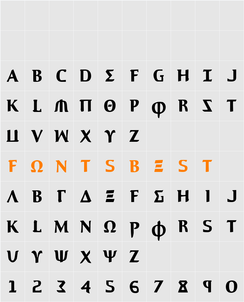 Aegis Condensed Character Map