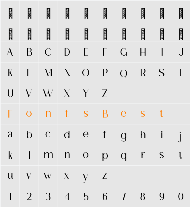Breadley Sans Character Map