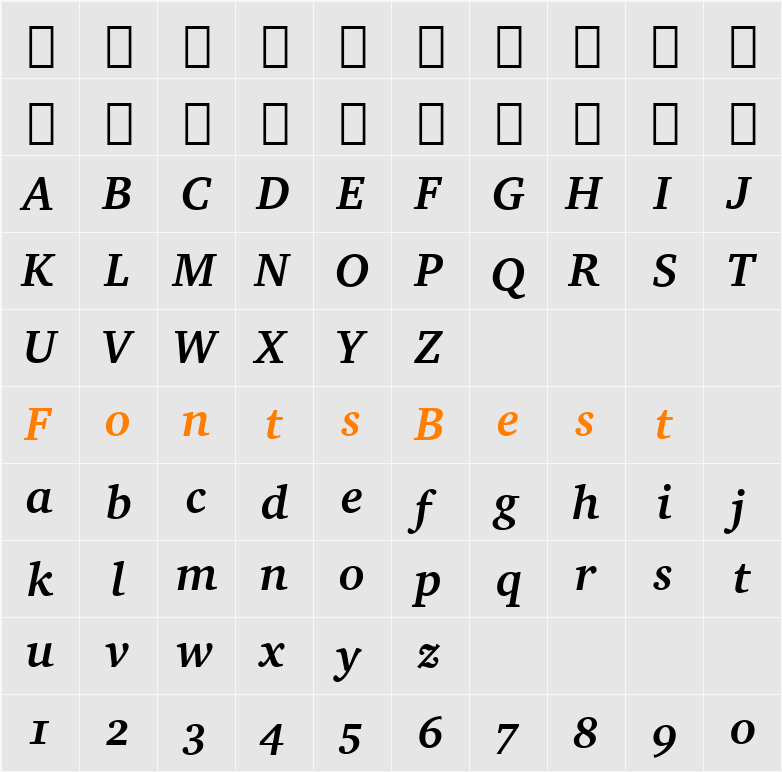 Charter Bd OSF BT Character Map