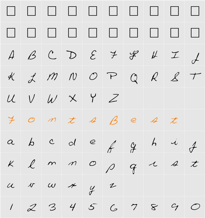 AubreysHand Character Map