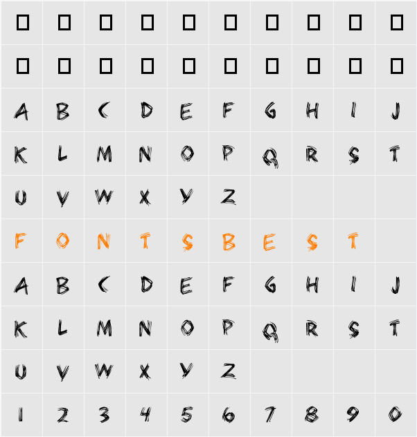 Bearpaw Character Map