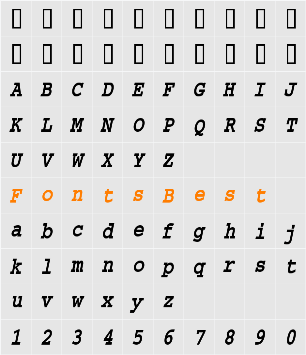 MonumentCondensed Character Map