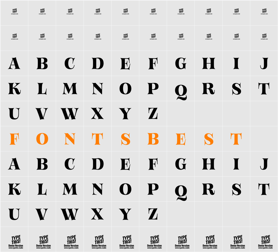 Bloemche All Caps Trial Character Map