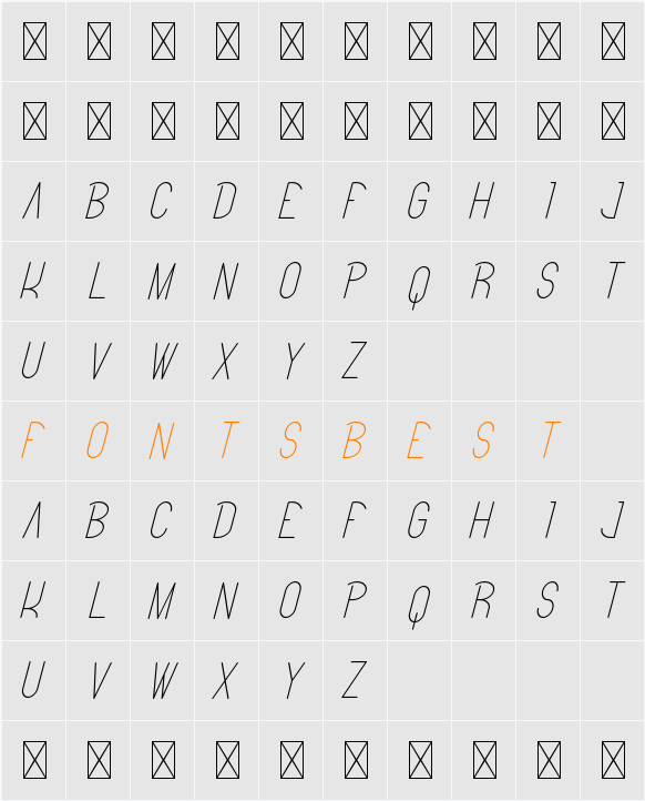 Bitter Space Demo Light Italic Character Map