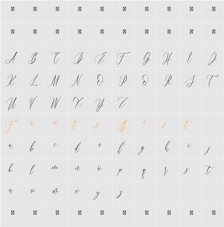 Bridgesty Character Map