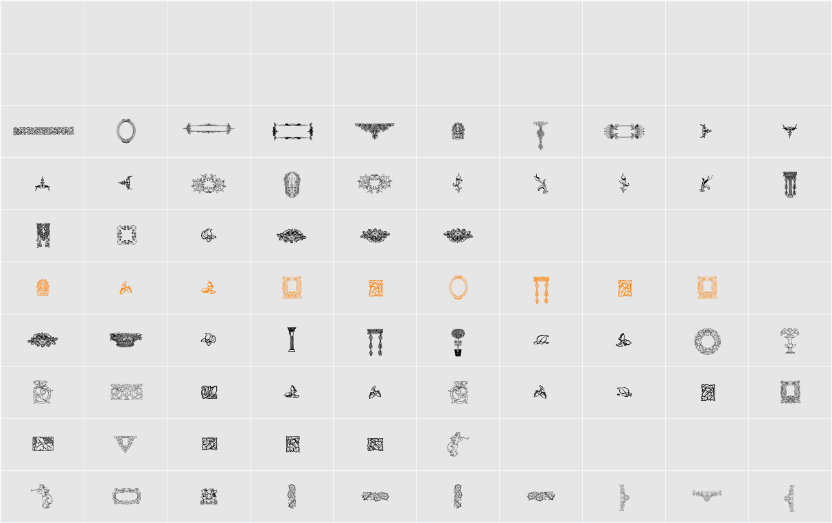 Mortised Ornaments Free Two Character Map