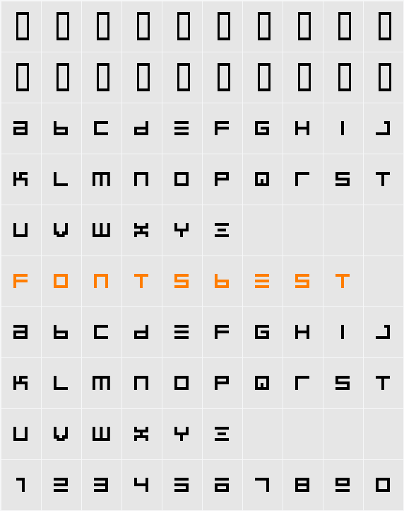 BIN Regular Character Map