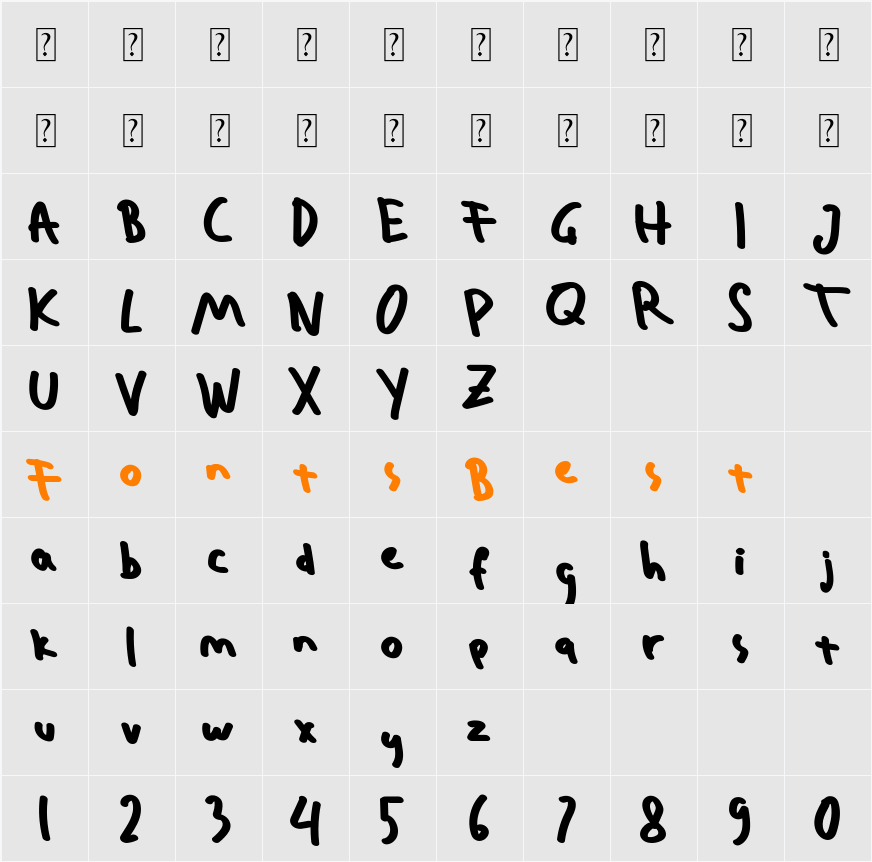 Blankide Character Map