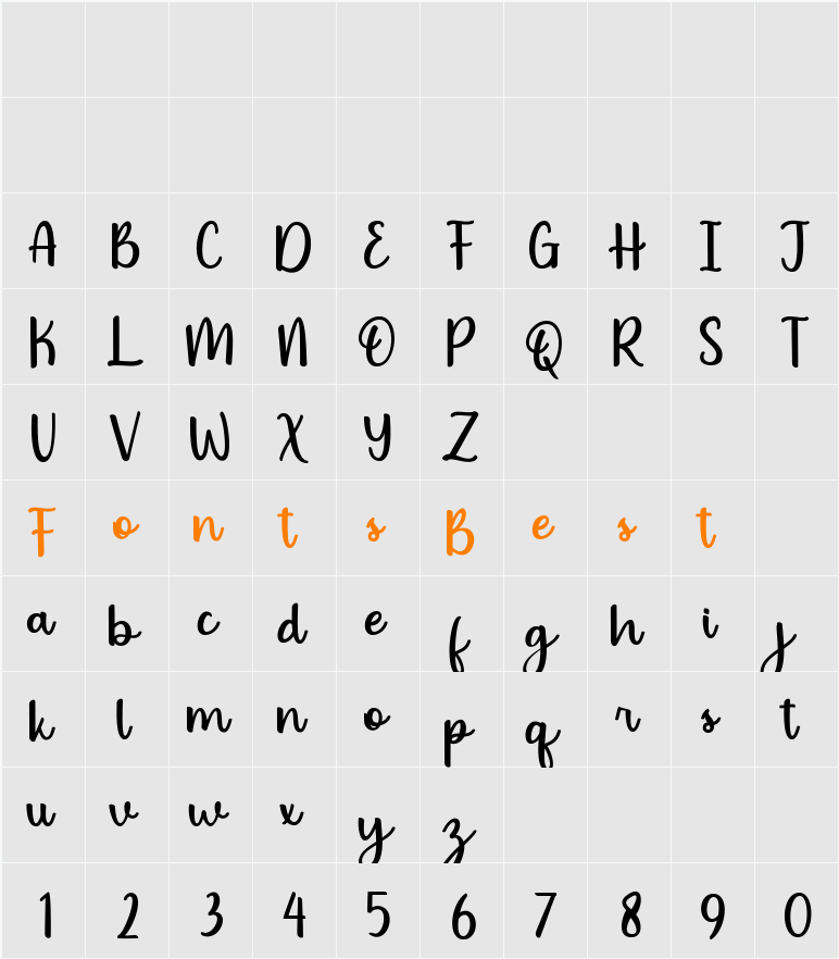 Arteliria Script Character Map