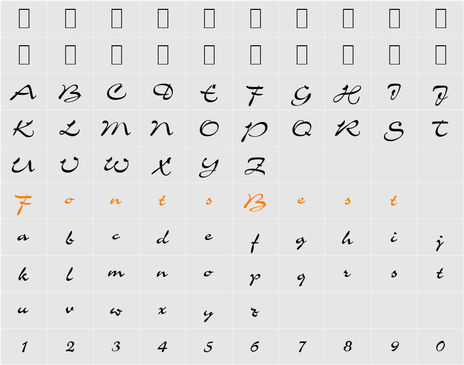 C721-Script Character Map
