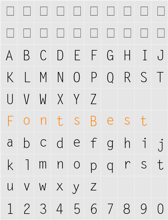Monospaced Character Map
