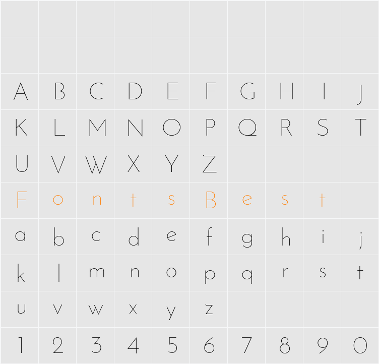Josefin Sans Thin Character Map