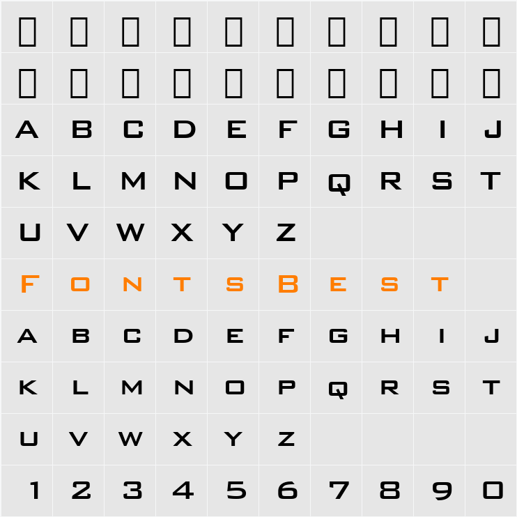 BankGothic Md BT Character Map