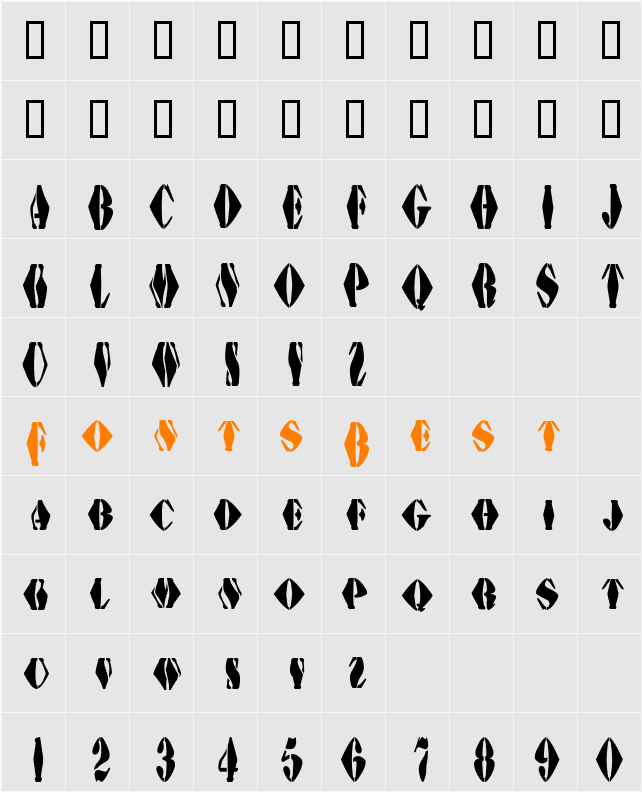 AustralianFlyingCorpsStencilG Character Map