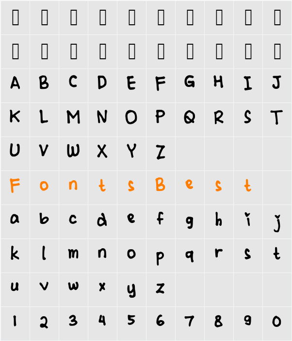 CindyyoBold Character Map