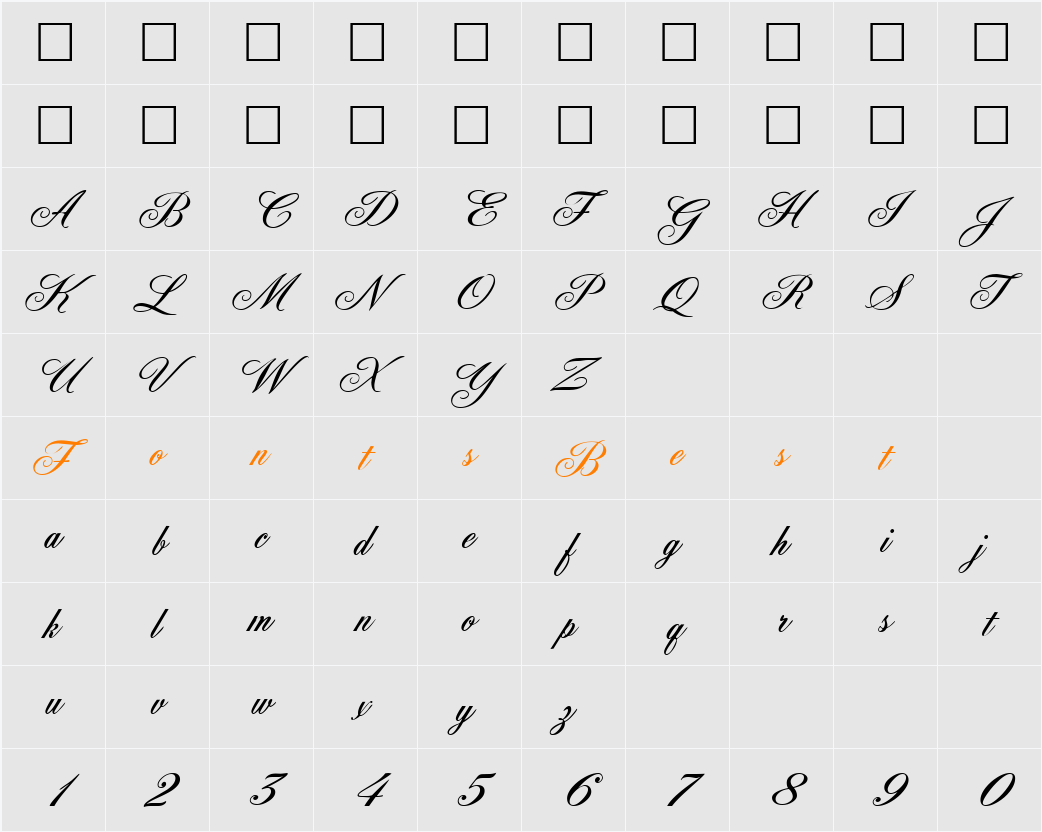 FleurishScript Character Map