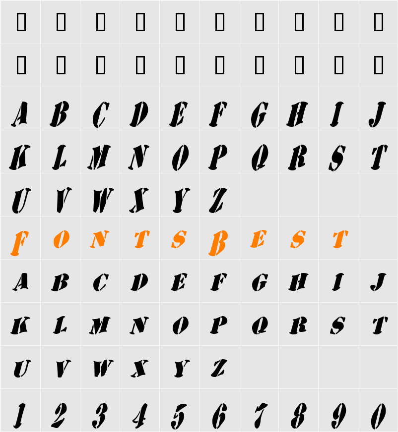 AustralianFlyingCorpsStencilSB Character Map