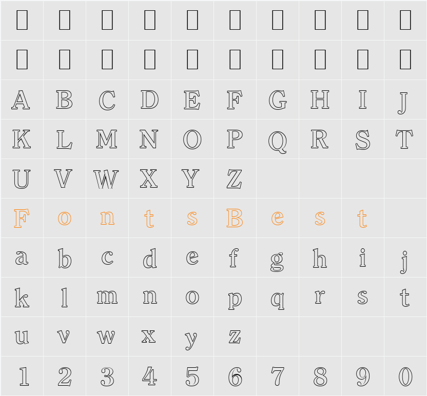 ChristianBeckerOutline-Medium Character Map