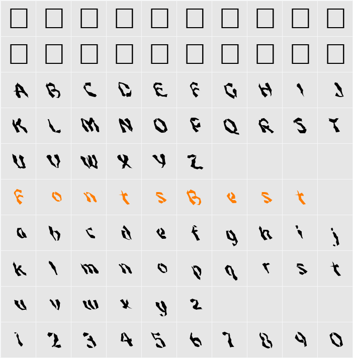 FZ WACKY 46 LEFTY Character Map
