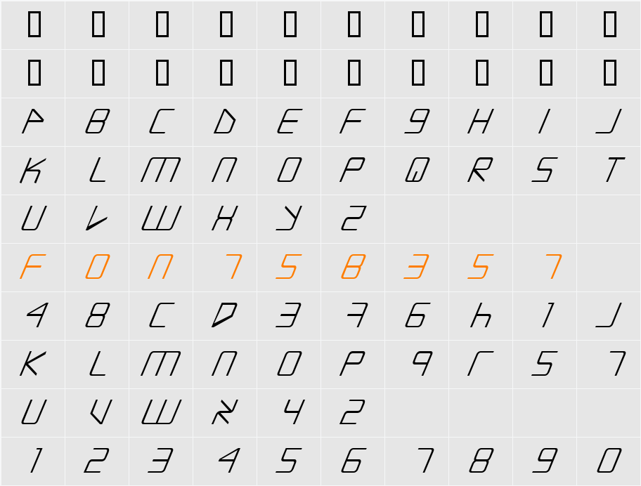 JI-Mascon Character Map