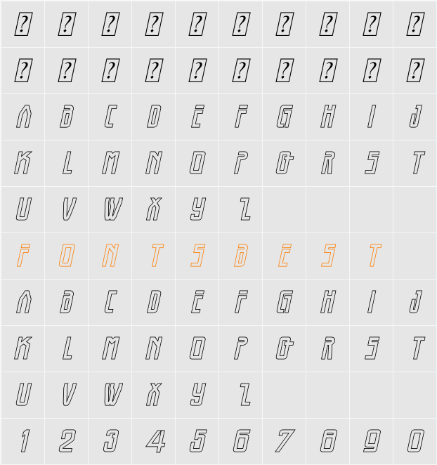 Bothweld Outline Character Map