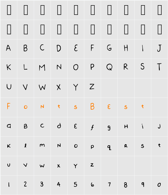 BeanBeany Character Map
