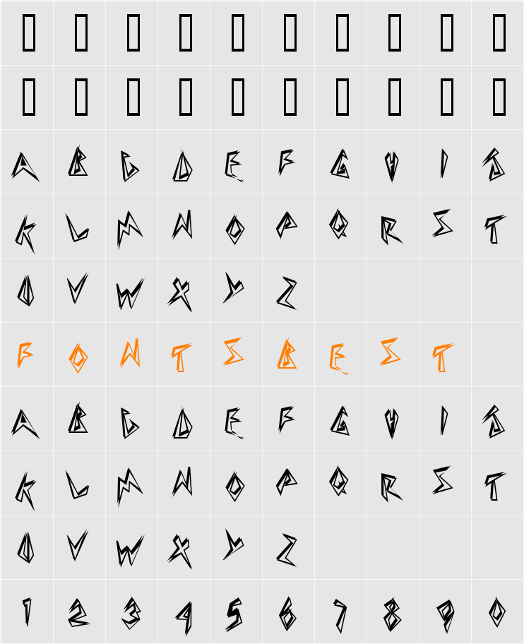 Beeswax T Character Map