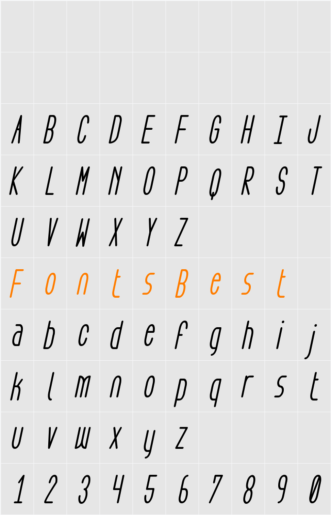 Aeg Flyon Now bold cursive Character Map