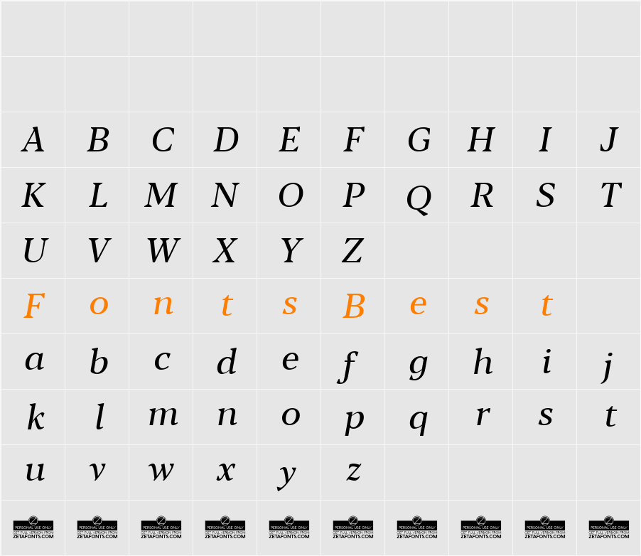Blacker Text Character Map
