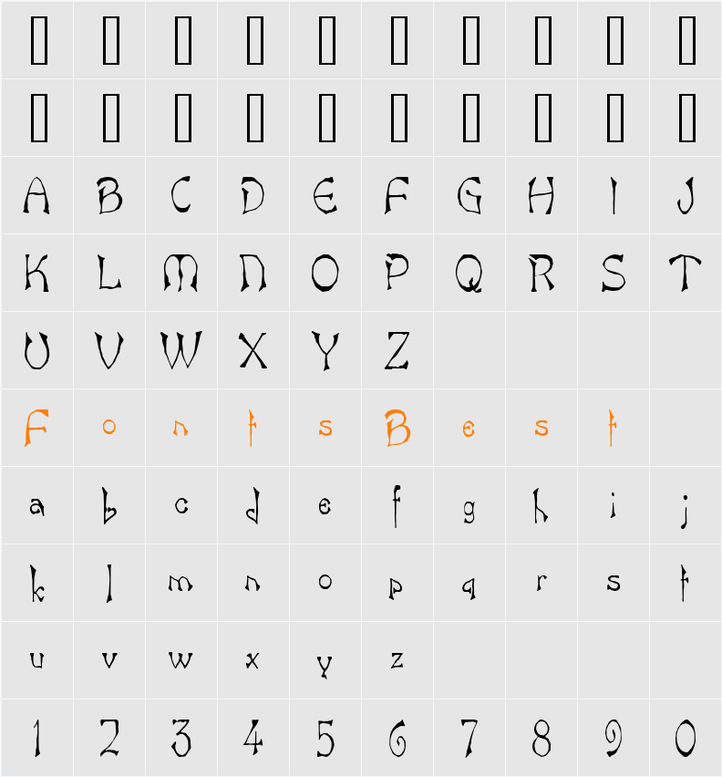 Bart Thin Character Map