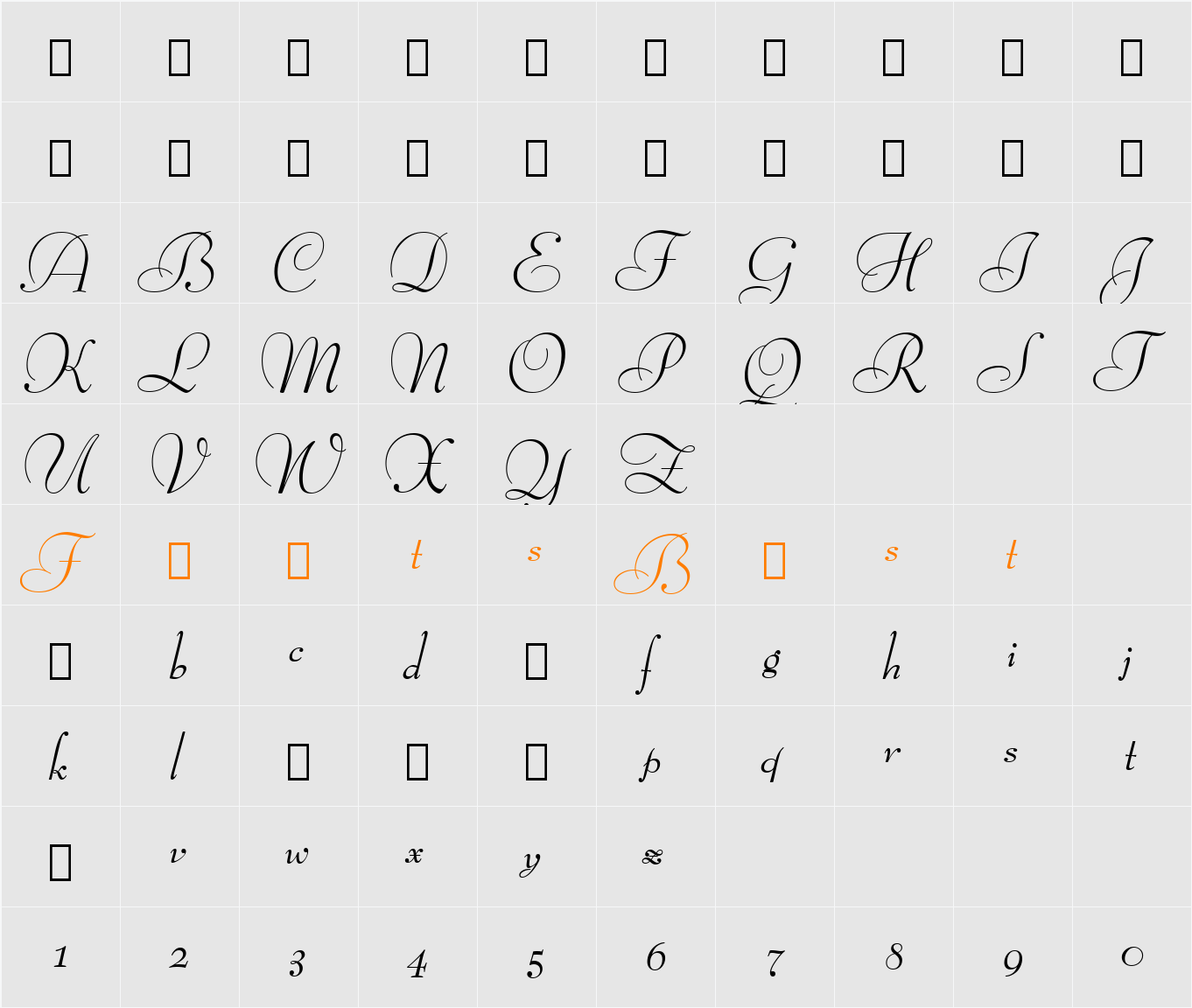 BernhardMod ItSwash BT Character Map