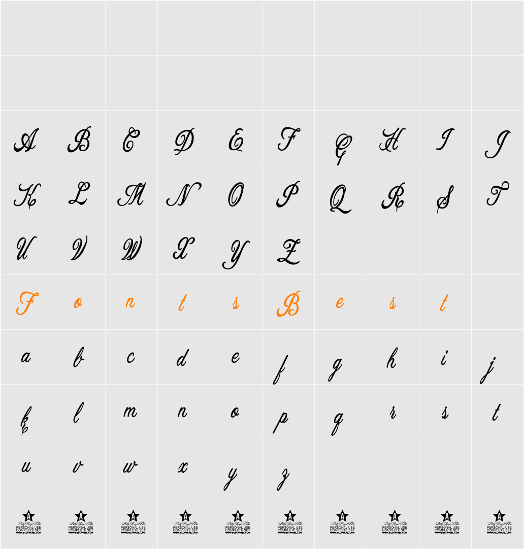Allicia Personal Use Character Map