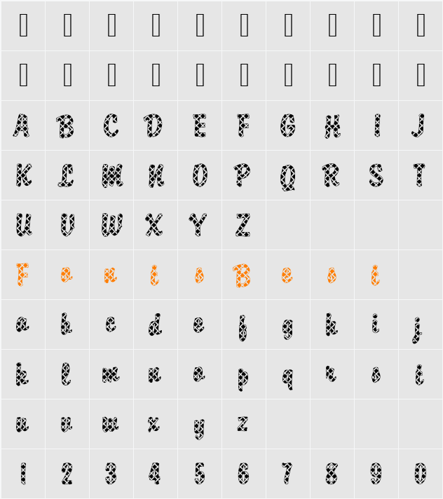 DTCBrodyM09 Character Map