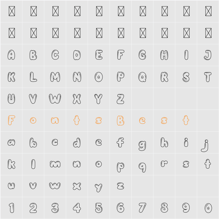 BLOBBY CHUG Character Map