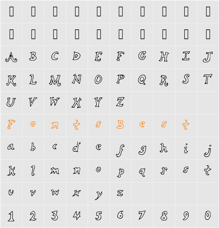Curling Character Map