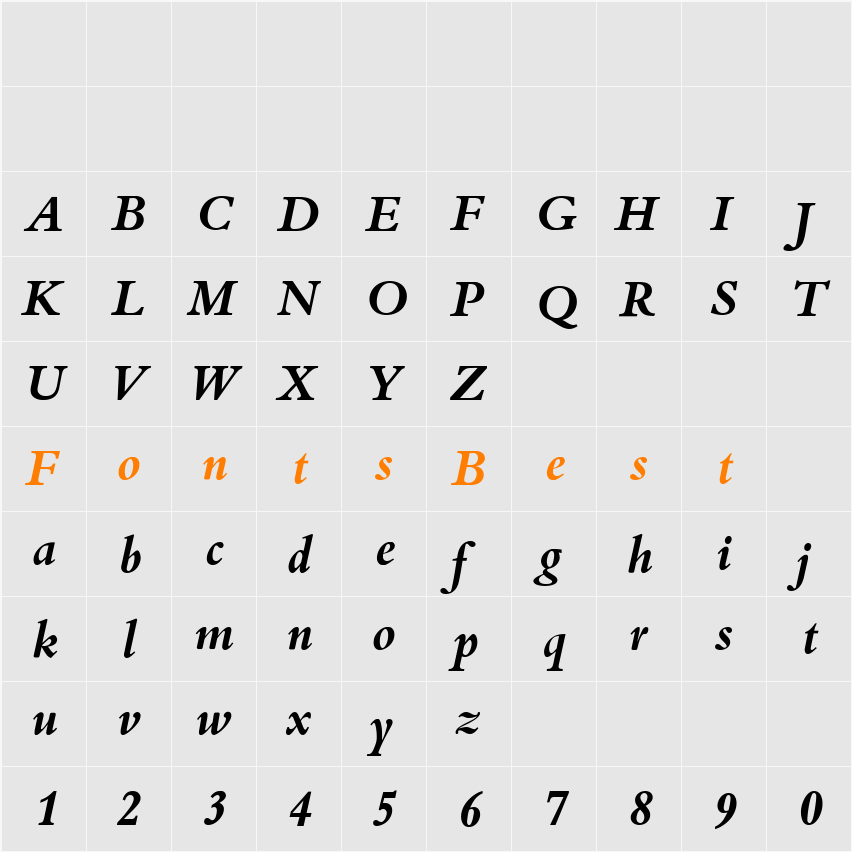 Bembo BQ Character Map