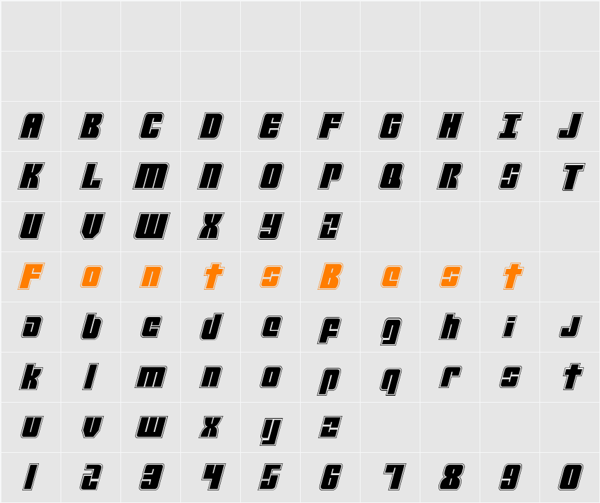 Mobile Infantry Academy Italic Character Map