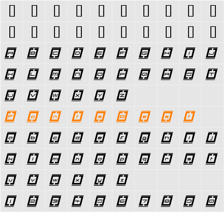 Border Base Future Italic Character Map