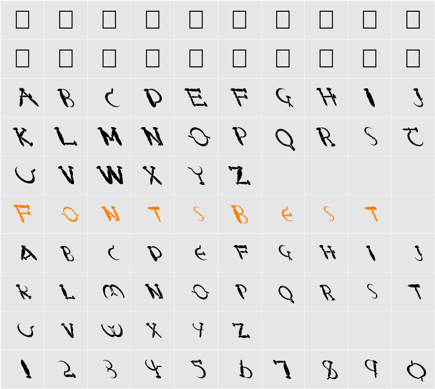 FZ UNIQUE 28 MANGLED LEFTY Character Map