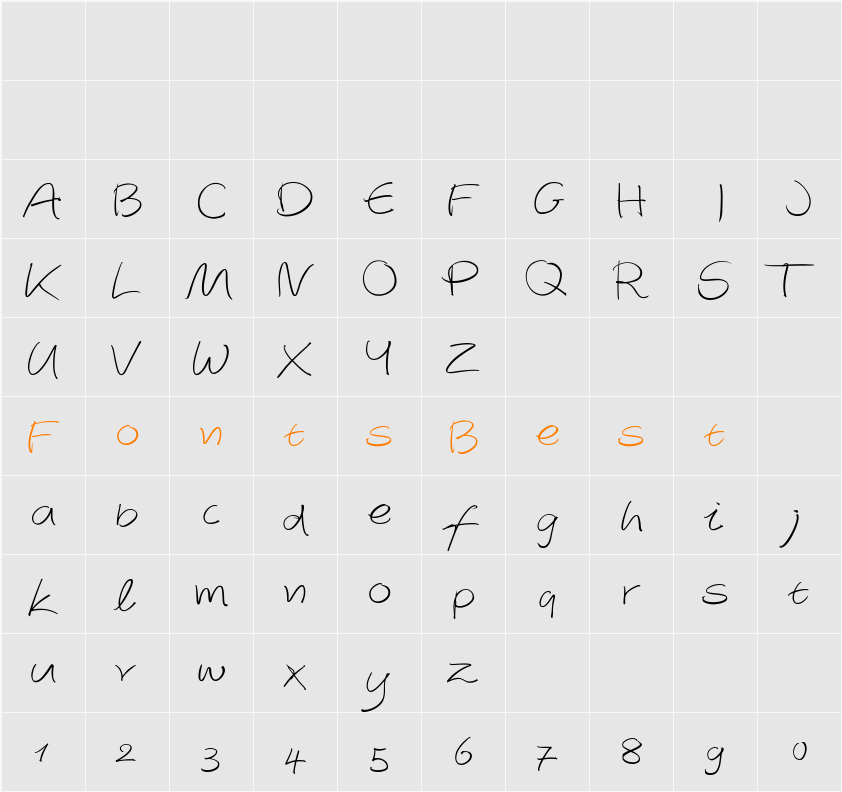 AutographScriptEF-LightAlt Character Map
