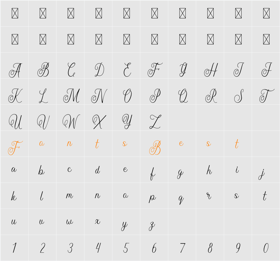 Bulmarie Script Character Map