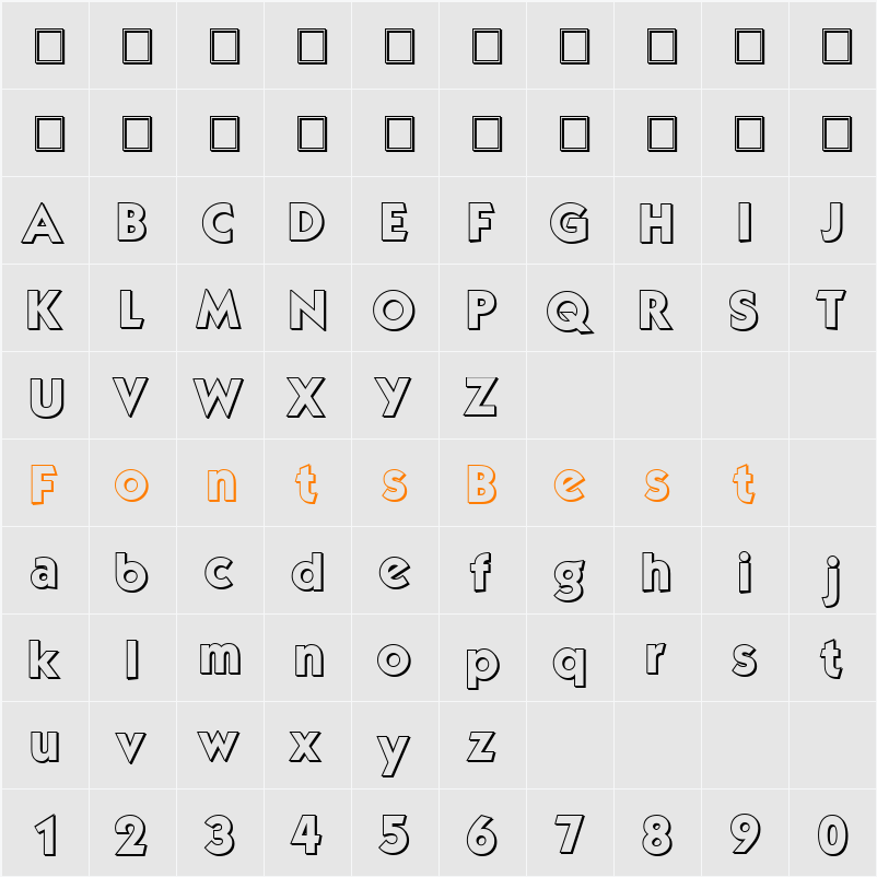 Mouser Outline Character Map