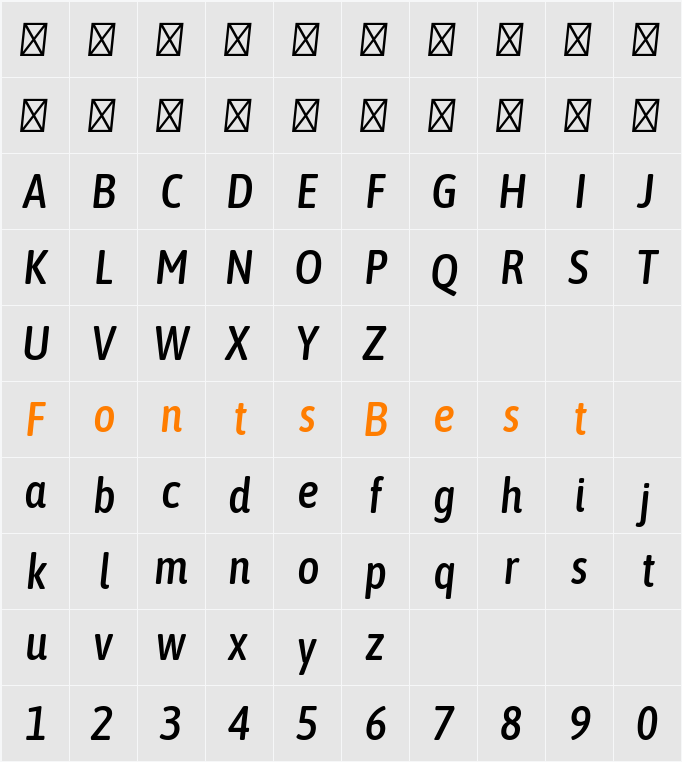 Asap Condensed Medium Character Map