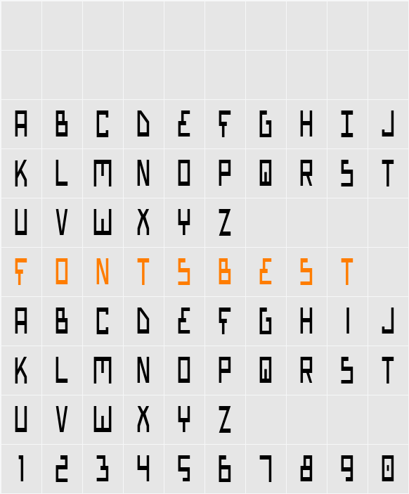 Bionic Type Condensed Character Map