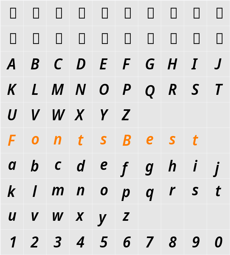 Avrile Sans SemiBold Character Map