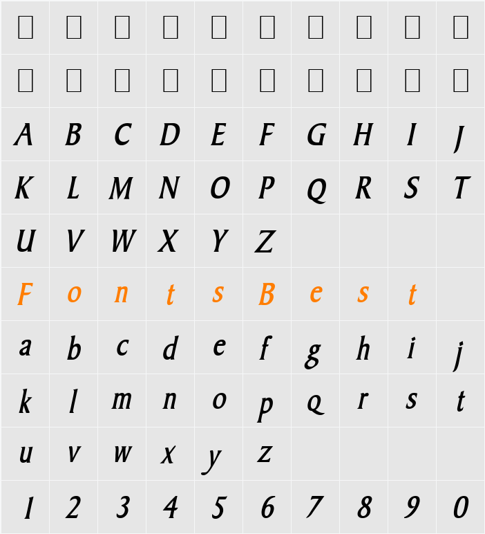 Barrett-Condensed Character Map
